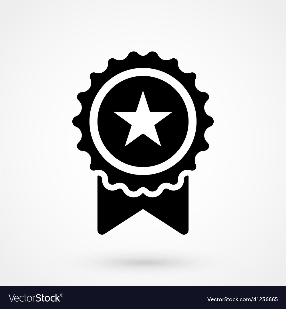 Badge with ribbons icon flat design style