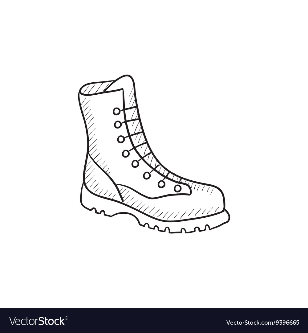 Boot with laces sketch icon Royalty Free Vector Image