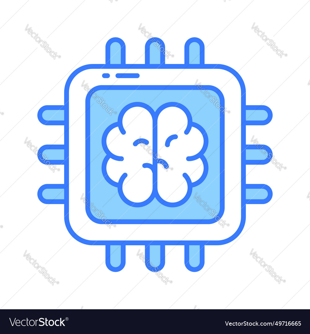 Brain with microchip ai processor concept