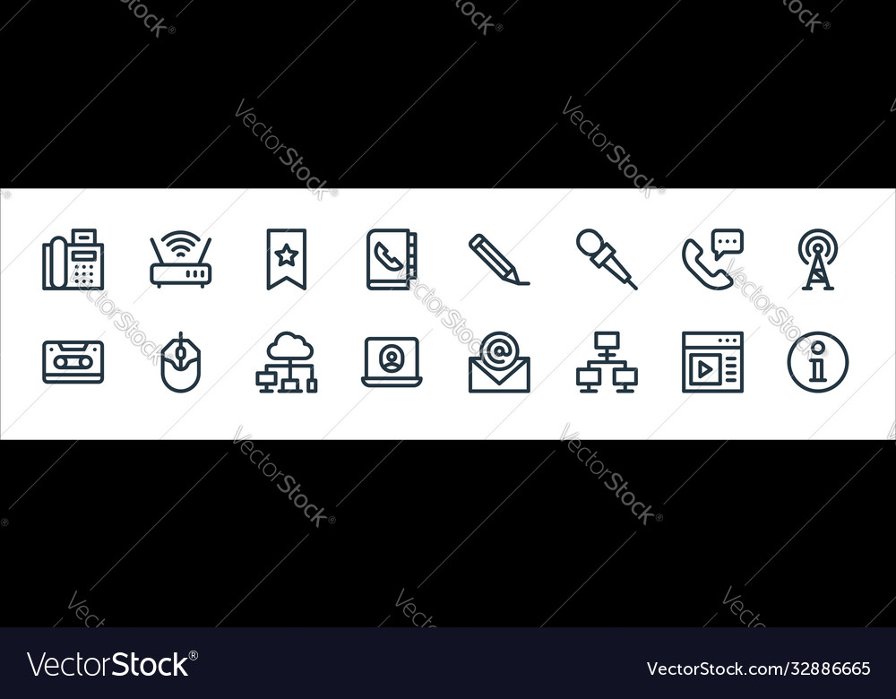 Communication and media line icons linear set vector image Communication and media line icons linear set