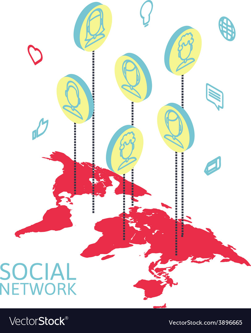 Conceptual image with social networks flat