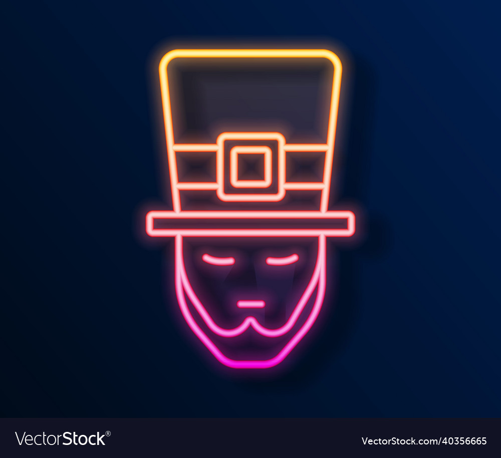 Glowing neon line leprechaun icon isolated