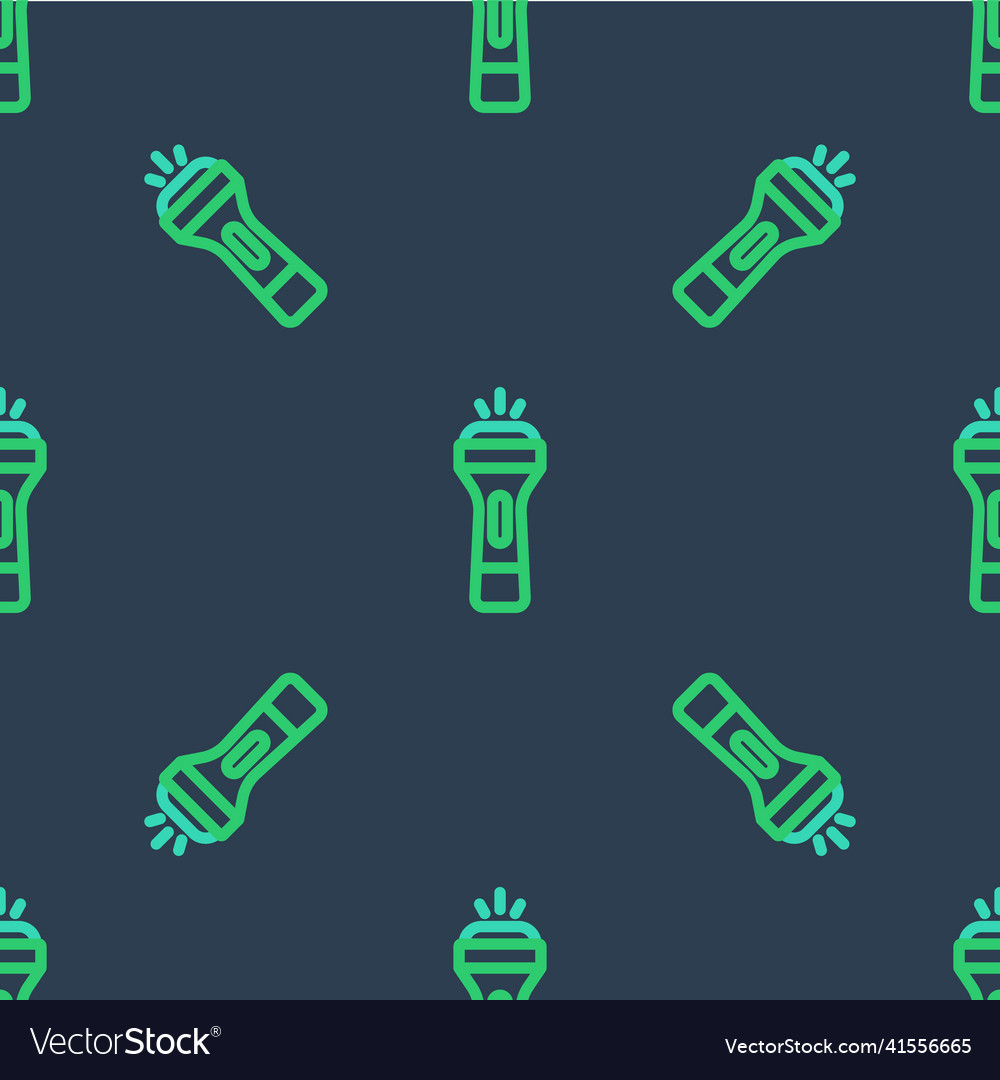 Line flashlight icon isolated seamless pattern vector image Line flashlight icon isolated seamless pattern