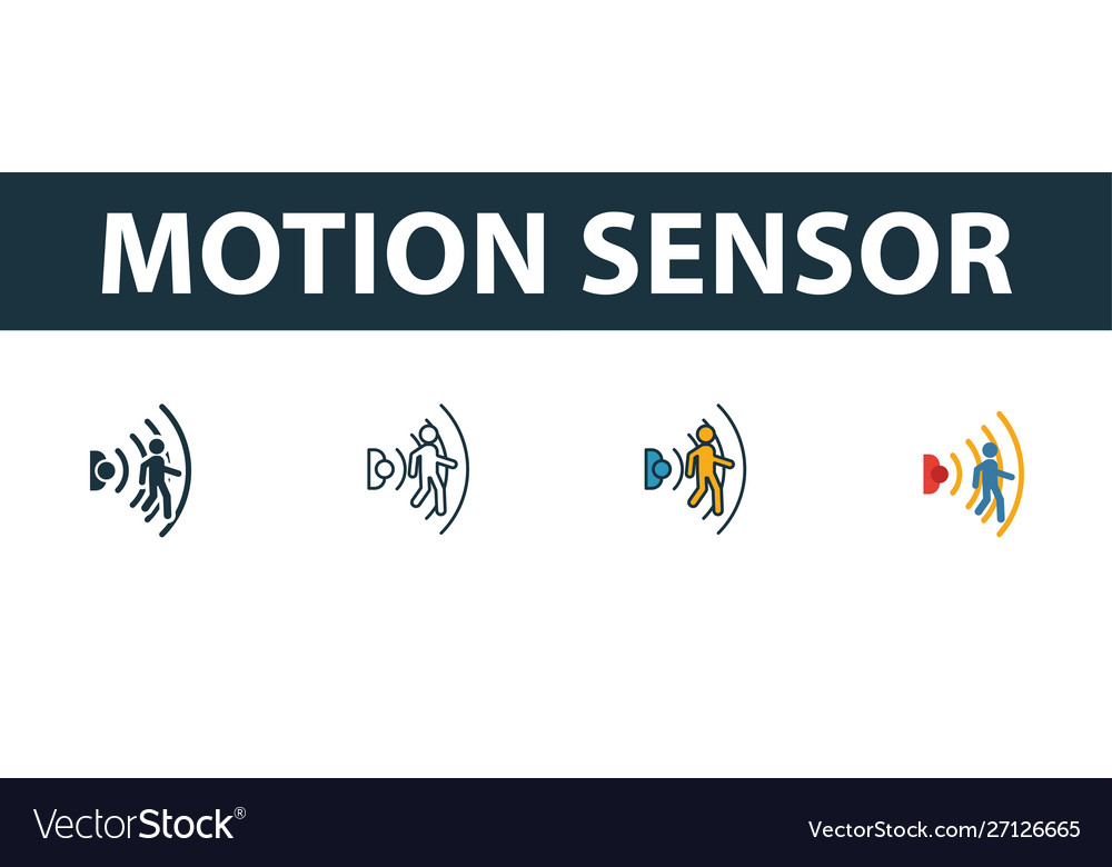 Motion sensor icon set four simple symbols