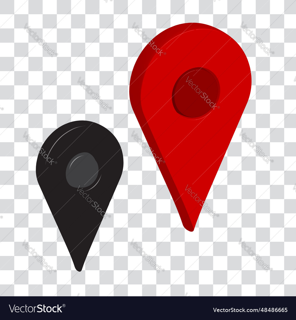 Set of 3d map pin location icons markers vector image Set of 3d map pin location icons markers