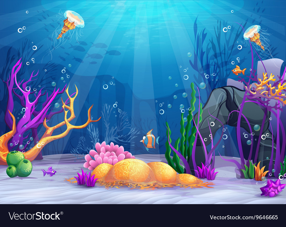 Underwater world cartoon Royalty Free Vector Image