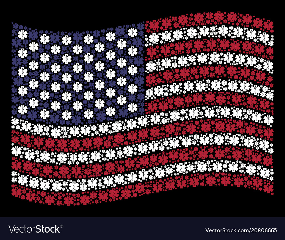 Waving american flag stylization of life star