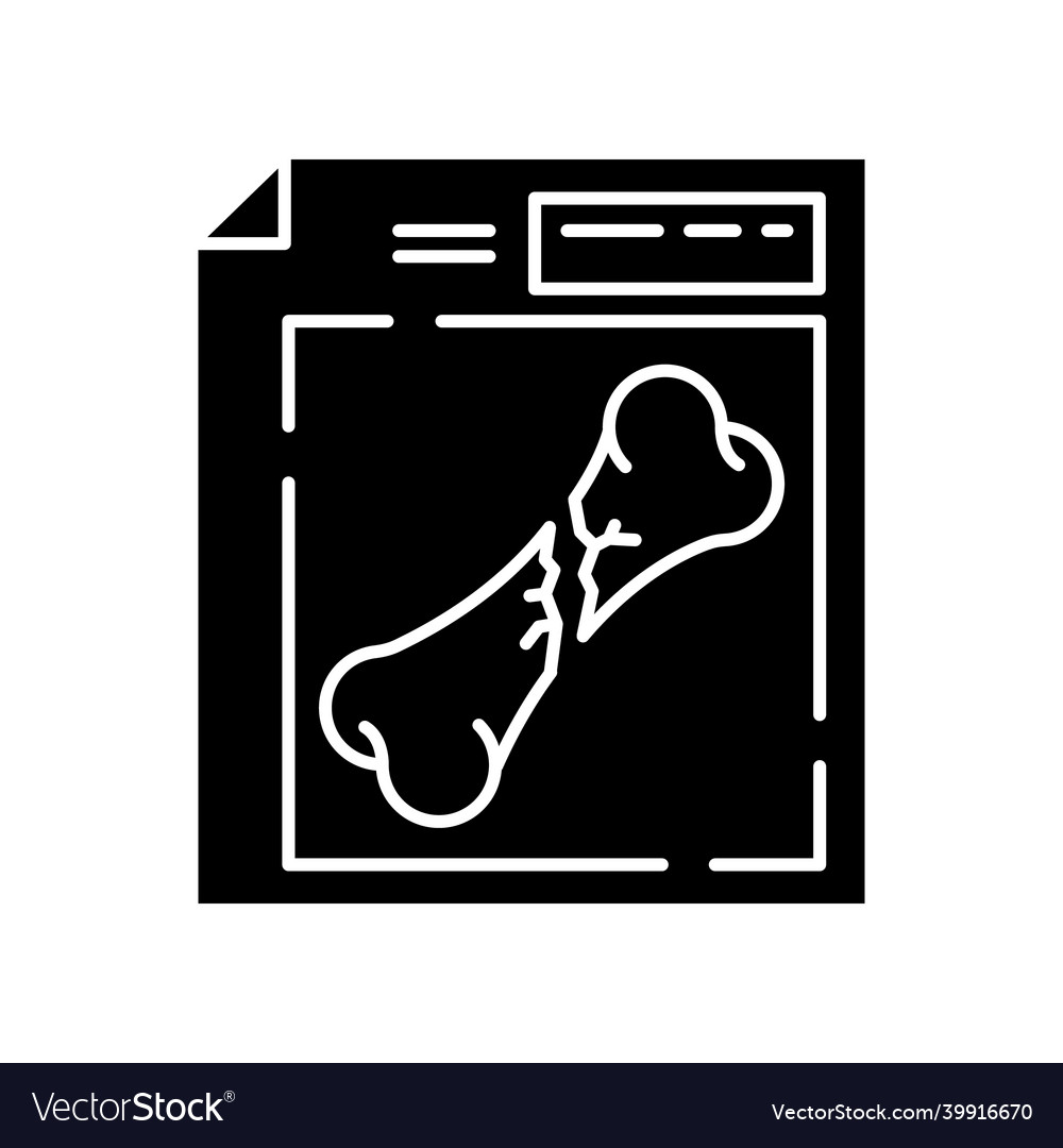 Bone fracture x-ray scan black glyph icon patient Vector Image