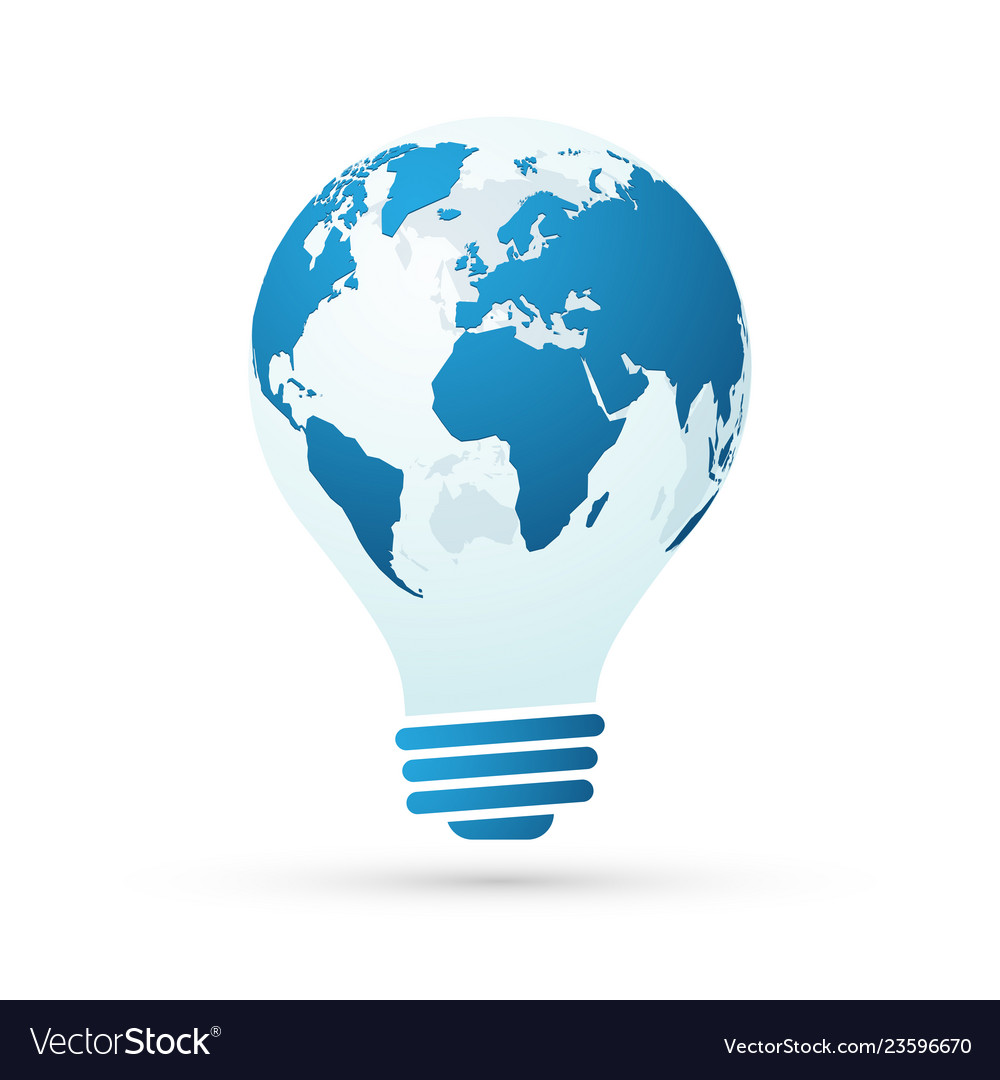 Bulb with globe blue abstract business concept Vector Image