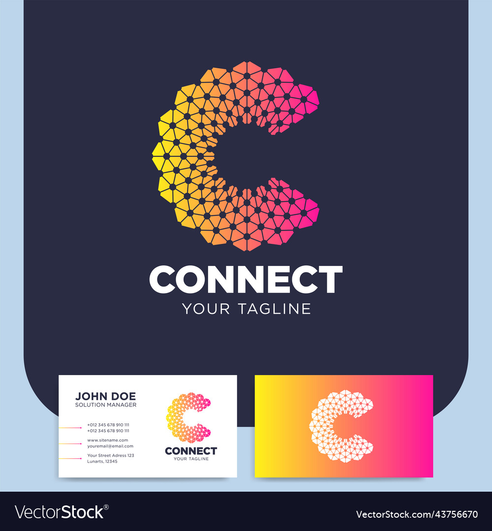 Clever and creative dots or point letter c logo