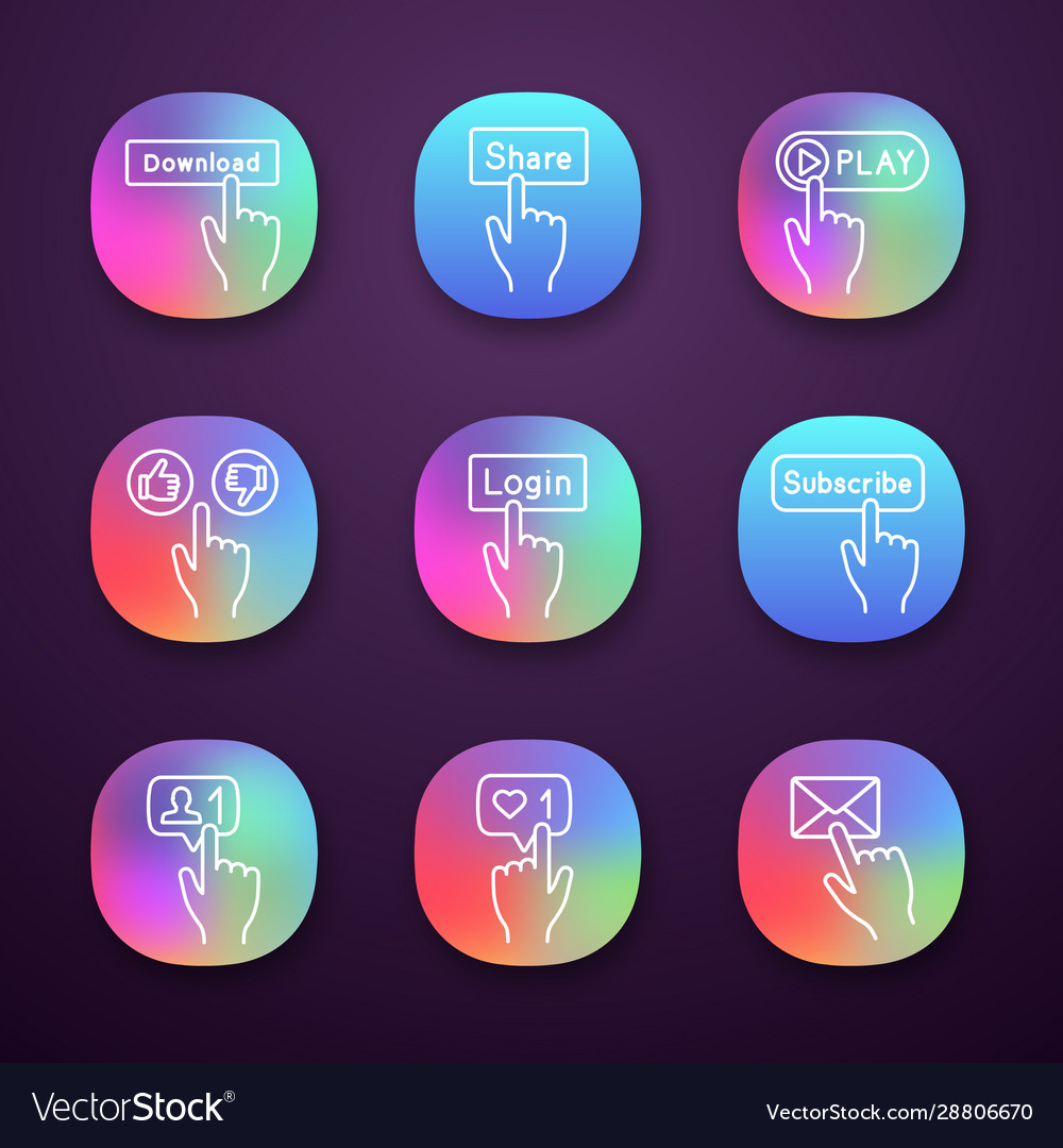 Click buttons icons set vector image Click buttons icons set