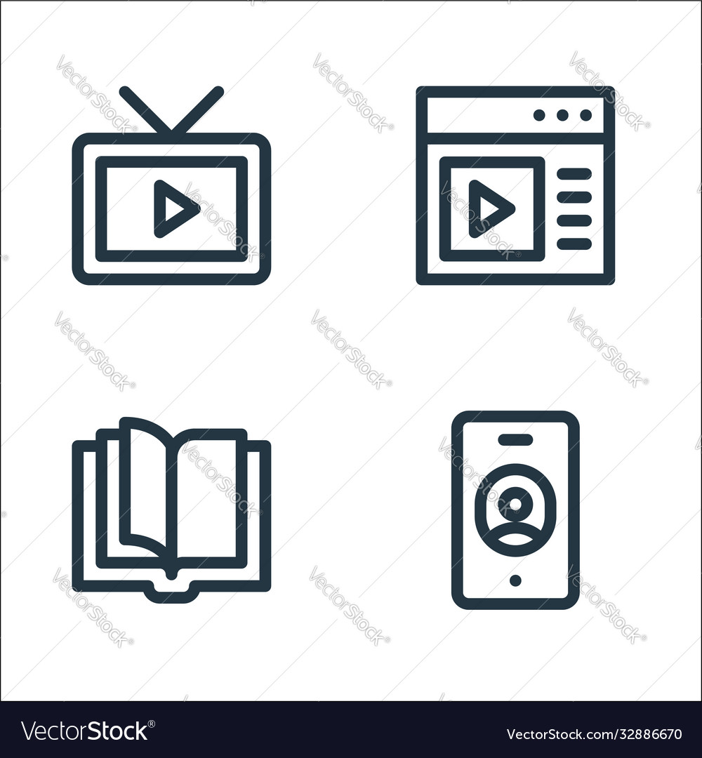 Communication and media line icons linear set vector image Communication and media line icons linear set