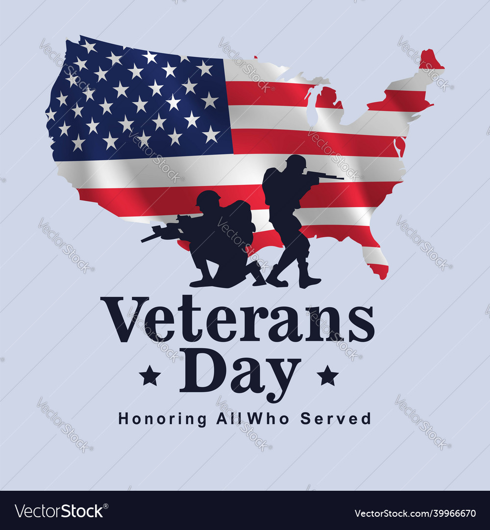 Happy veterans day usa american soldier with flag Vector Image