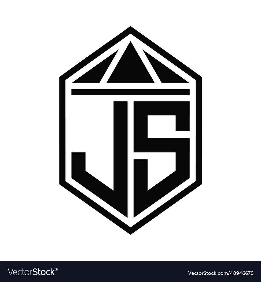 Js letter logo monogram simple hexagon shield vector image Js letter logo monogram simple hexagon shield