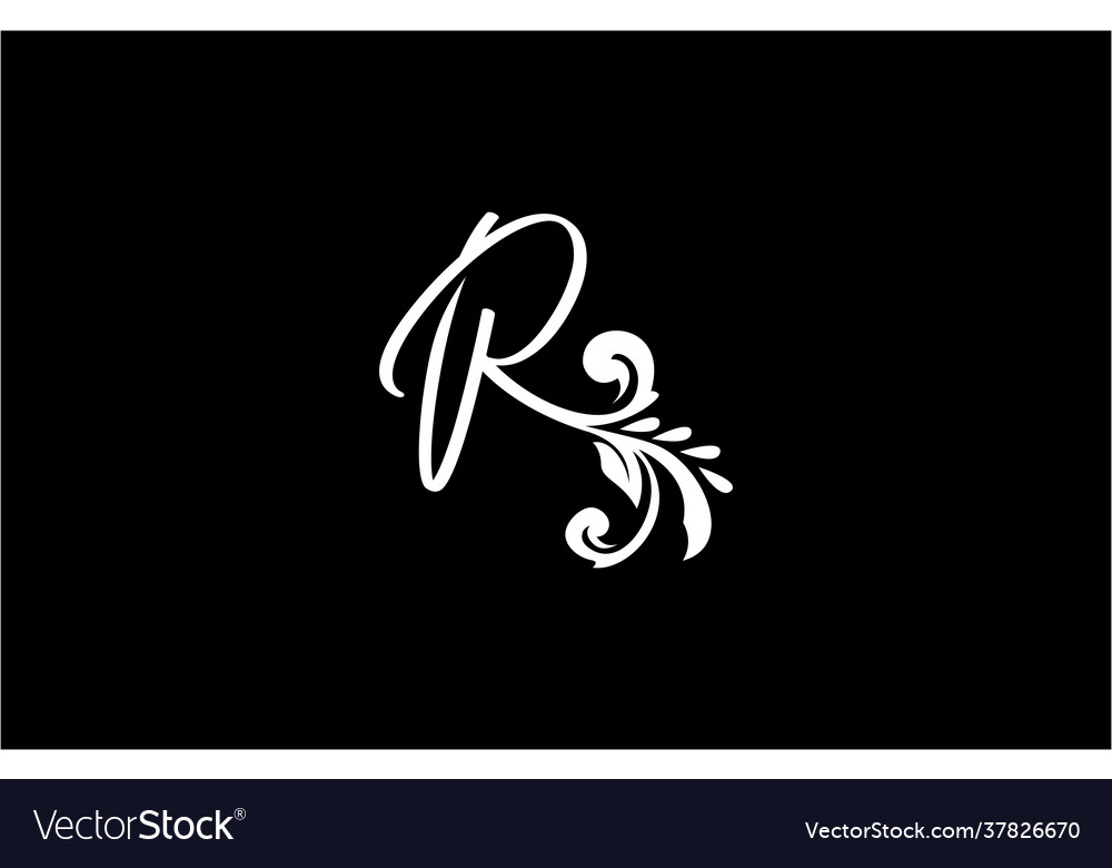 Letter r initial flourishes flower ornament logo