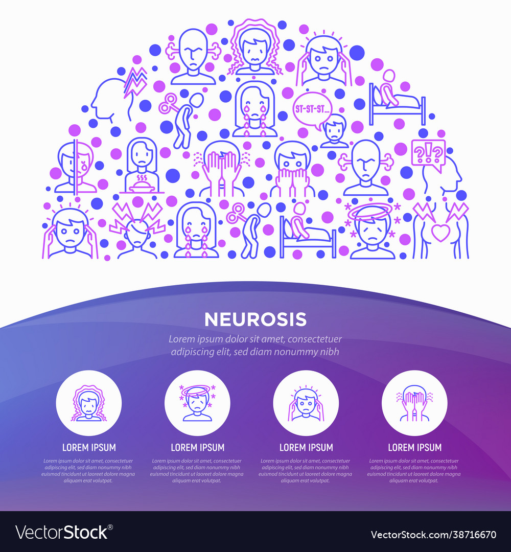 Neurosis concept in half circle with thin line