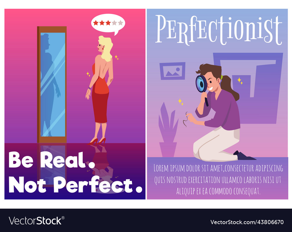 Perfectionism posters set obsessive cleaning