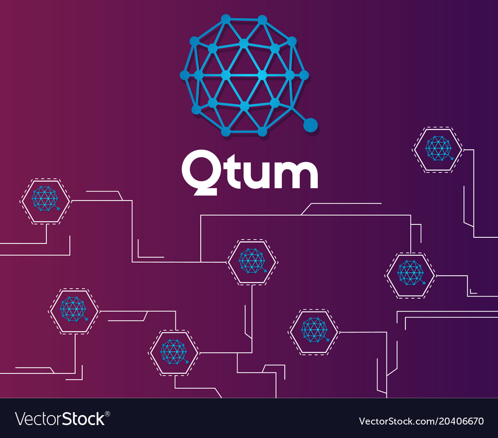 Qtum blockchain cryptocurrency circuit concept