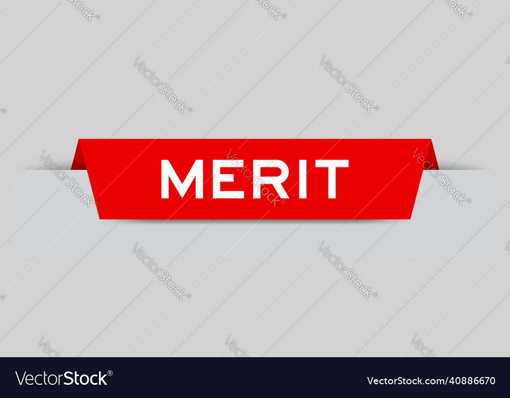 Red color inserted label with word merit on gray vector image Red color inserted label with word merit on gray
