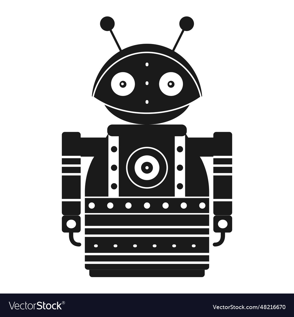 Retro robot mechanical toy in outline design