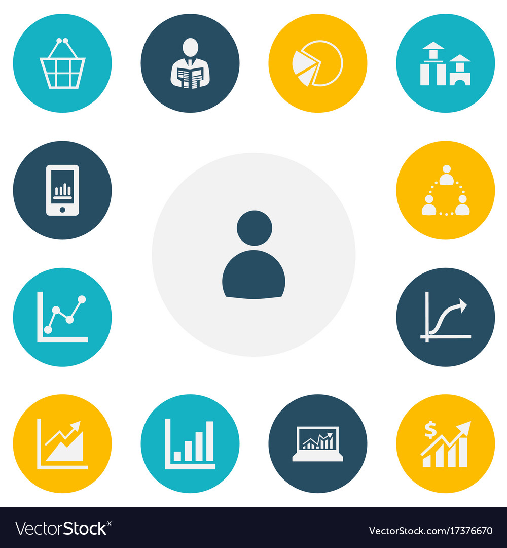 Set of 13 editable statistic icons includes