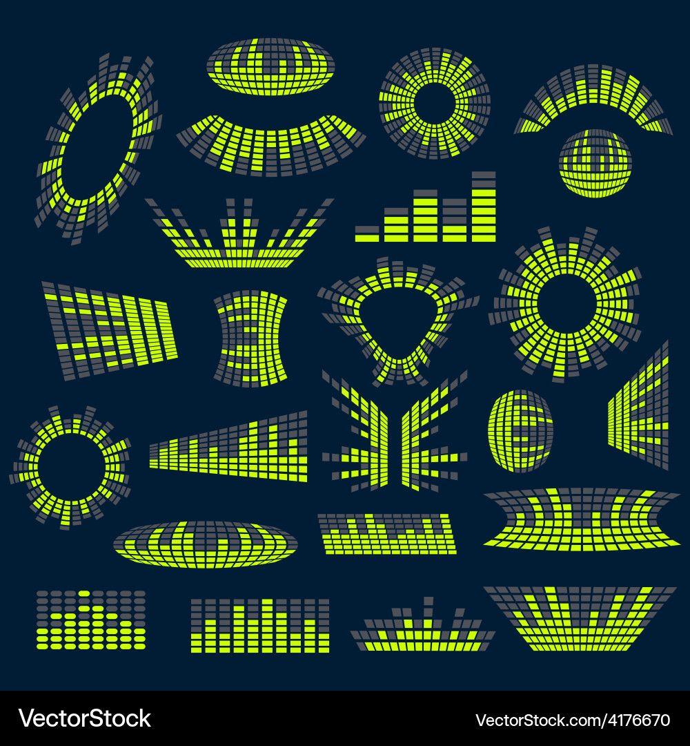 Set of digital music equalizer design Royalty Free Vector