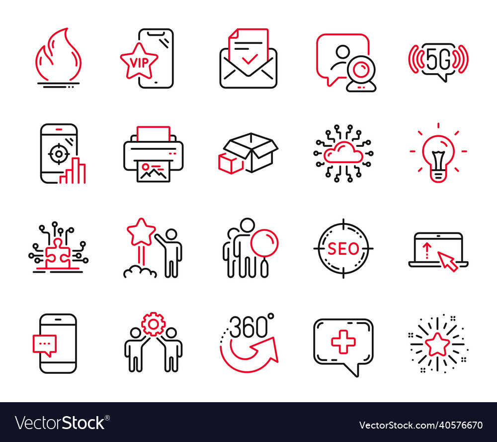 Set of technology icons related vector image Set of technology icons related