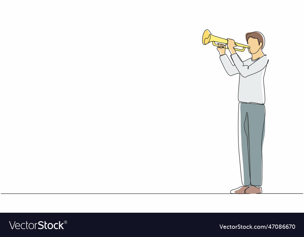 Single continuous line drawing man playing vector image Single continuous line drawing man playing