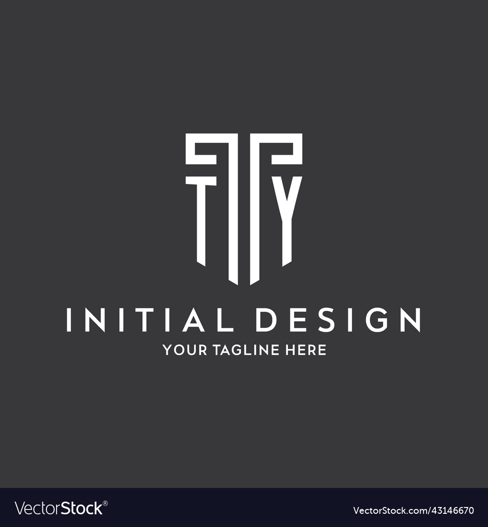 Ty monogram initial name with shield shape icon Vector Image Ty monogram initial name with shield shape icon