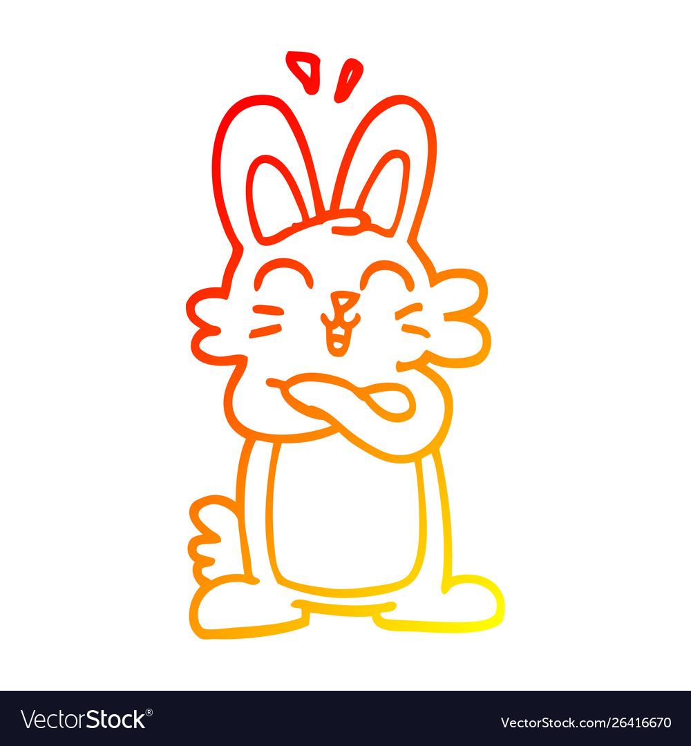 Warm gradient line drawing cartoon jolly bunny