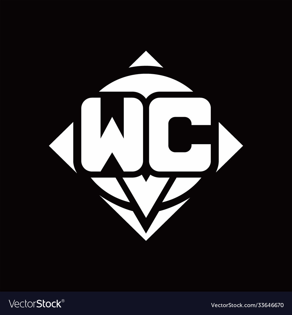 Wc logo monogram with circle shape and square