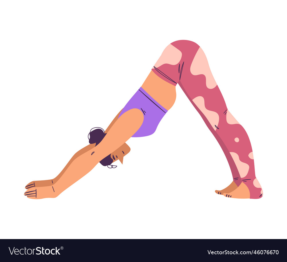 Young woman character yoga practicing standing in Vector Image