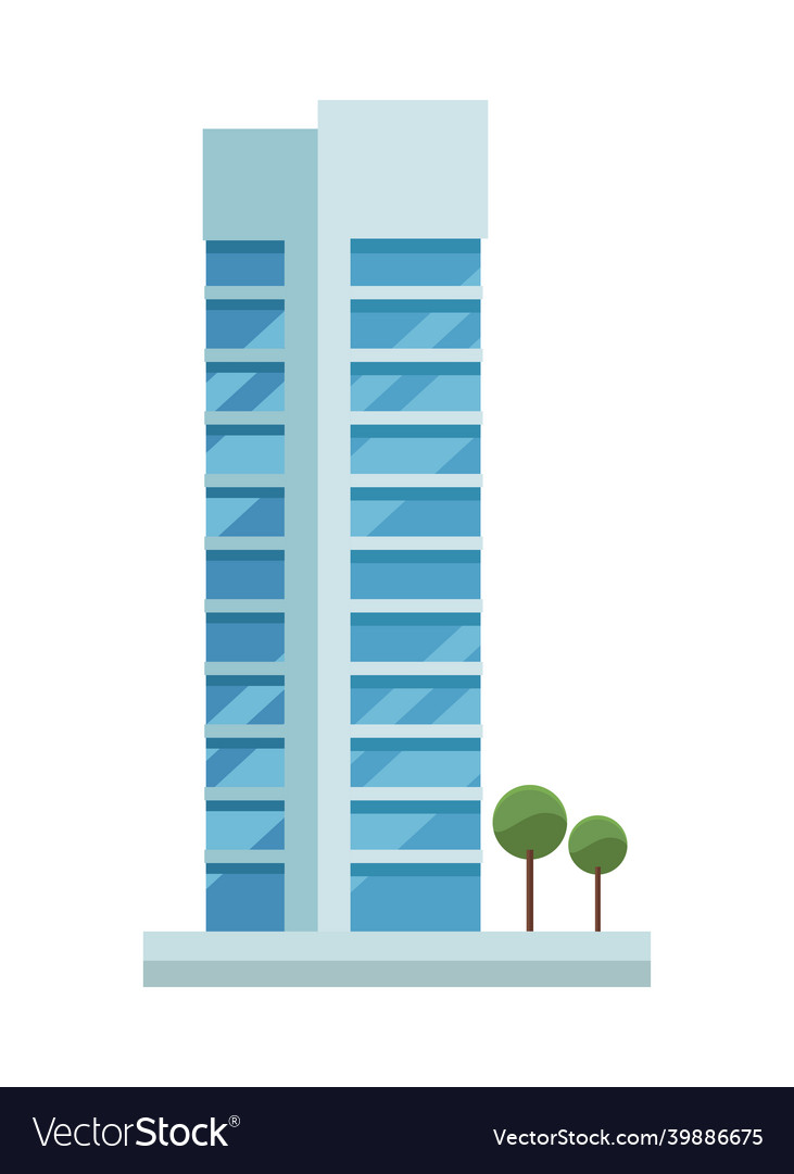 Building facade and trees Royalty Free Vector Image