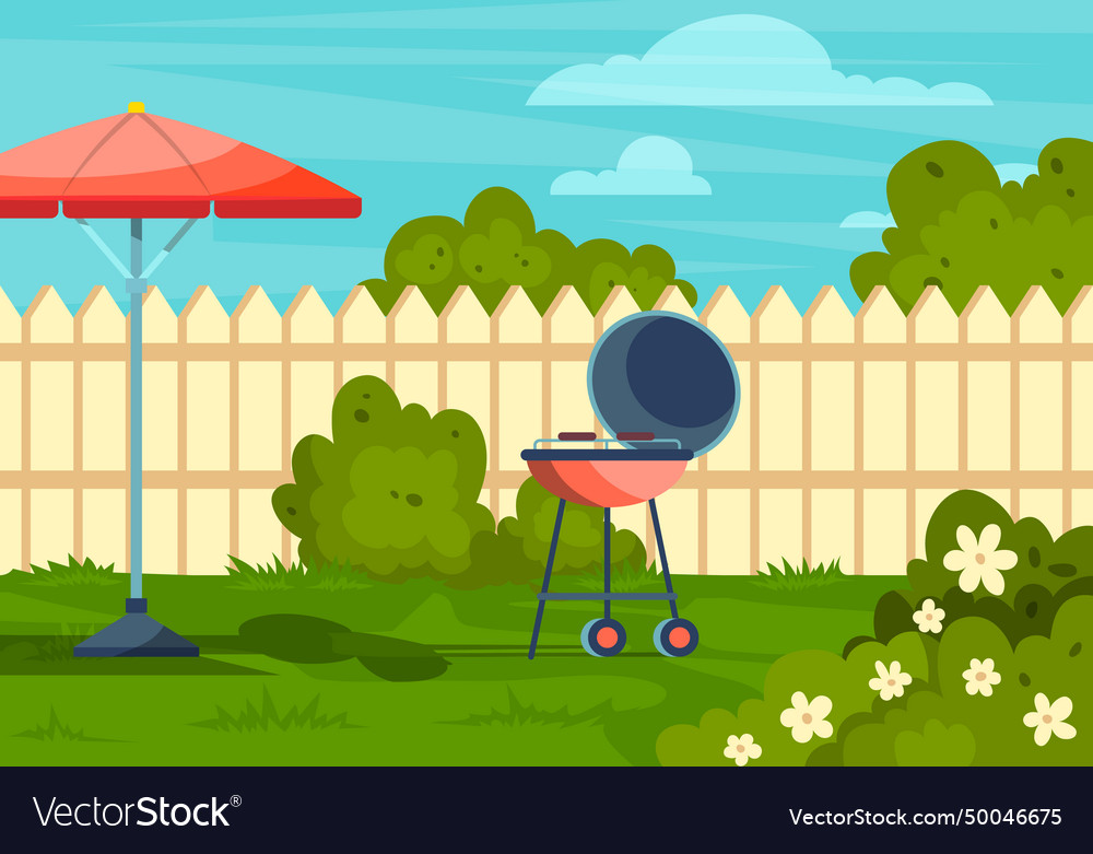 Cartoon color garden picnic backyard scene concept