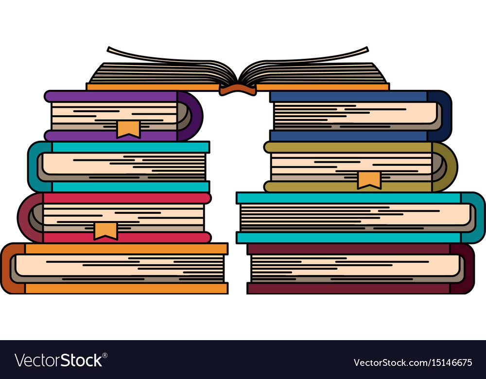 Colorful image of stack books with open book