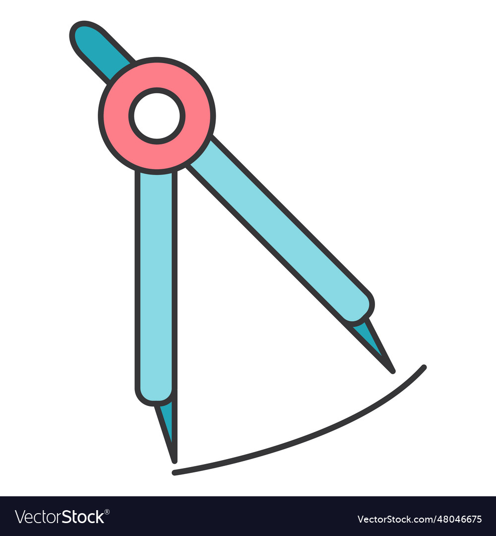 Compasses circle circumference flat Royalty Free Vector