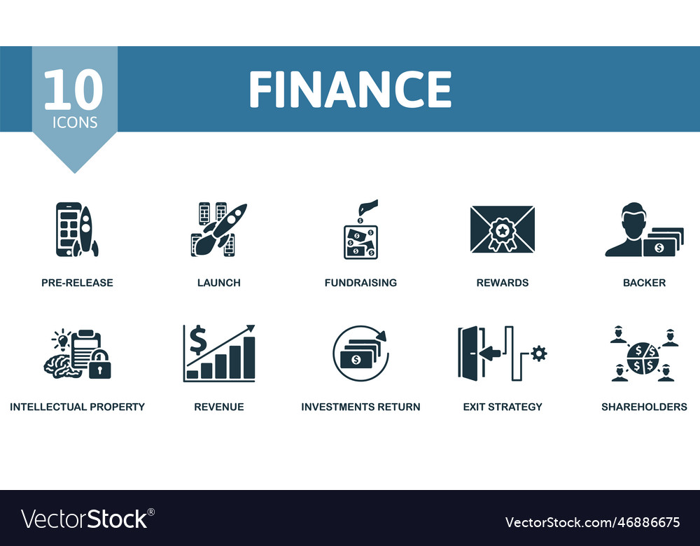 Finance outline set creative icons pre-release Vector Image