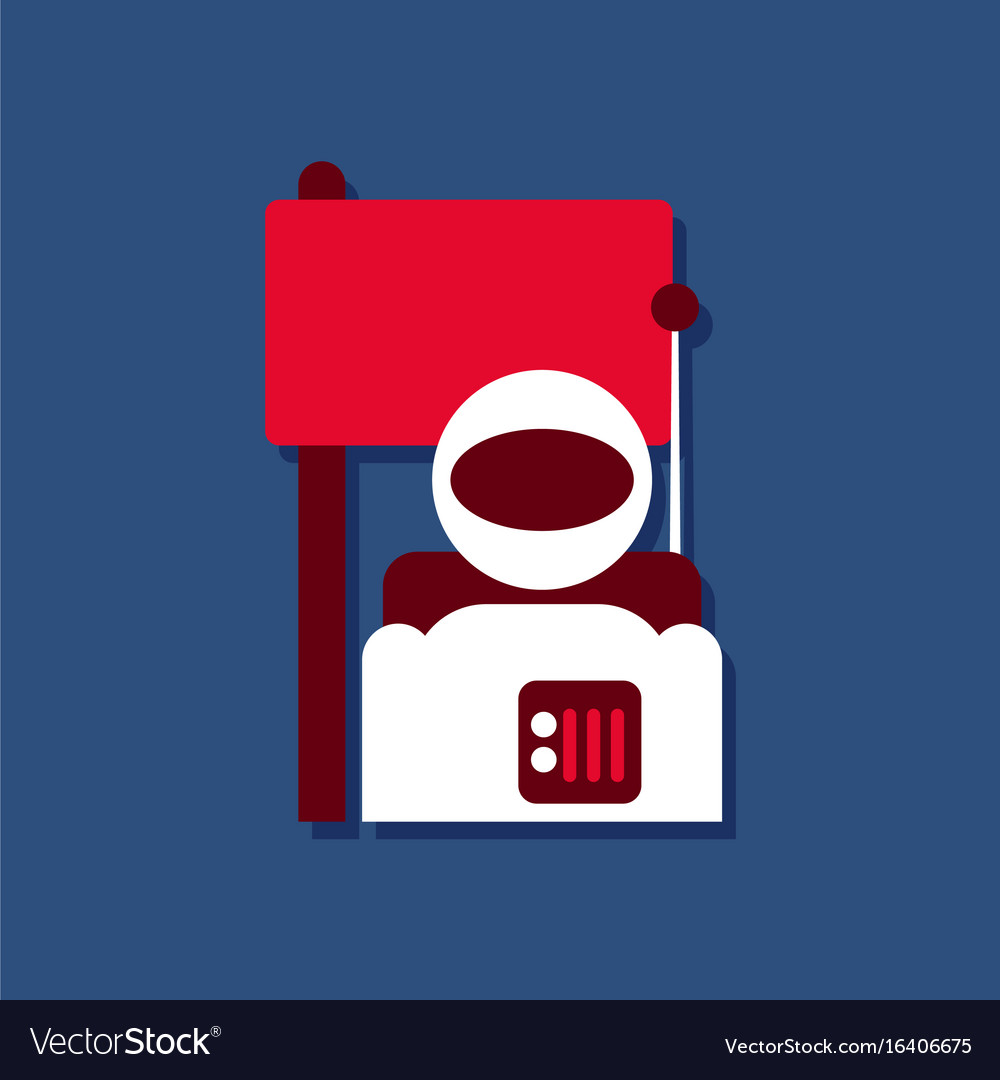 Flat icon design collection astronaut and flag