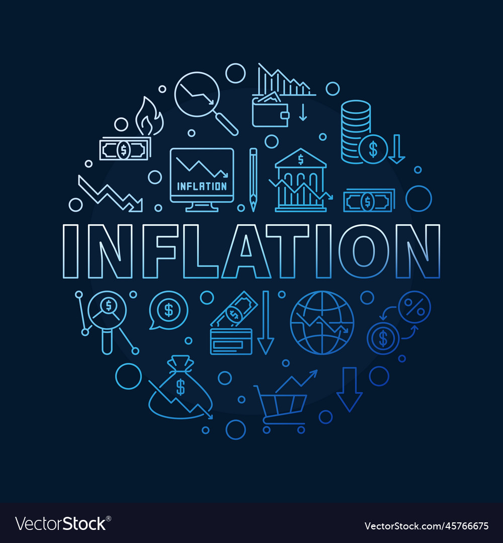 Inflation round blue outline banner Royalty Free Vector