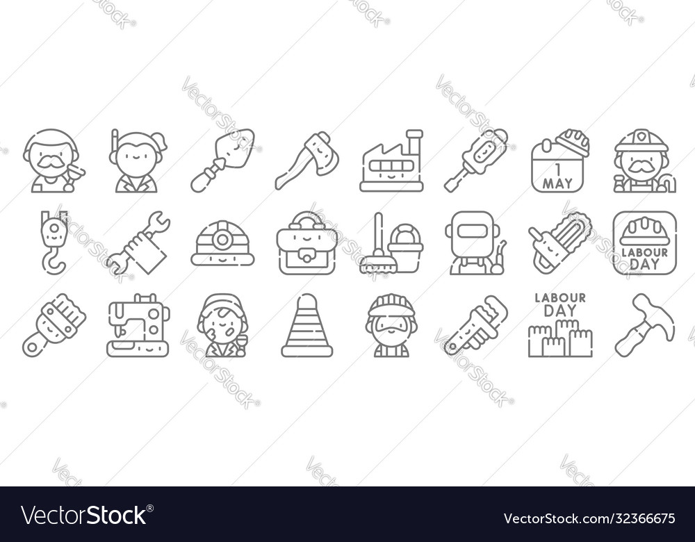 Labour day line icons linear set quality Vector Image Labour day line icons linear set quality