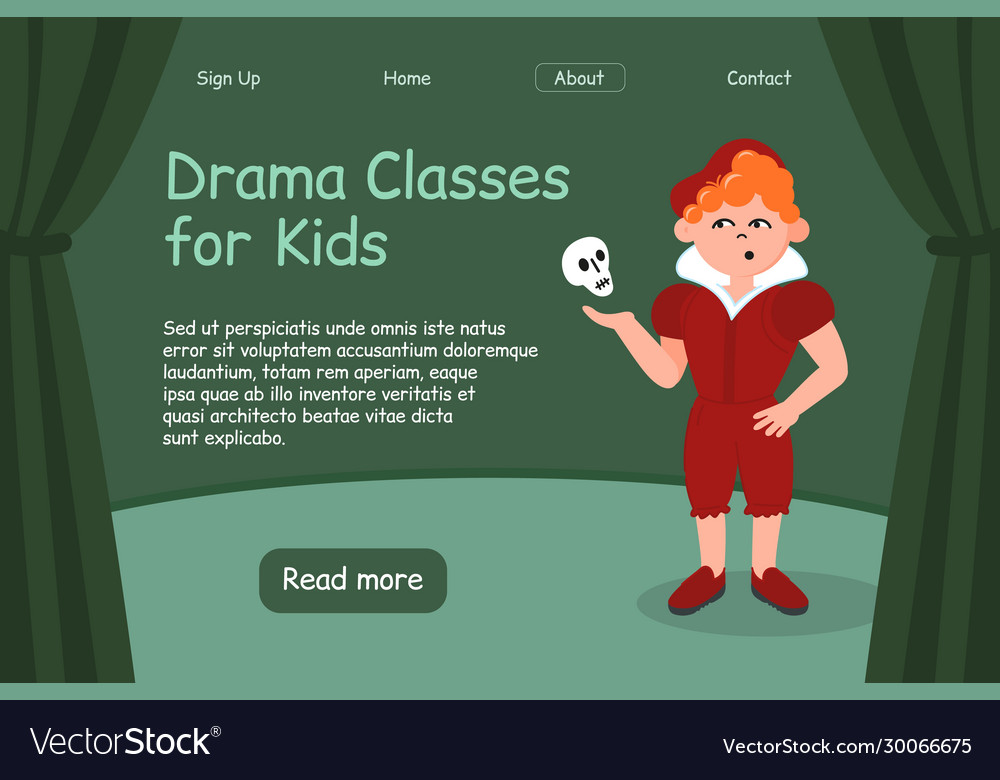 Landing page template drama classes for kids vector image Landing page template drama classes for kids