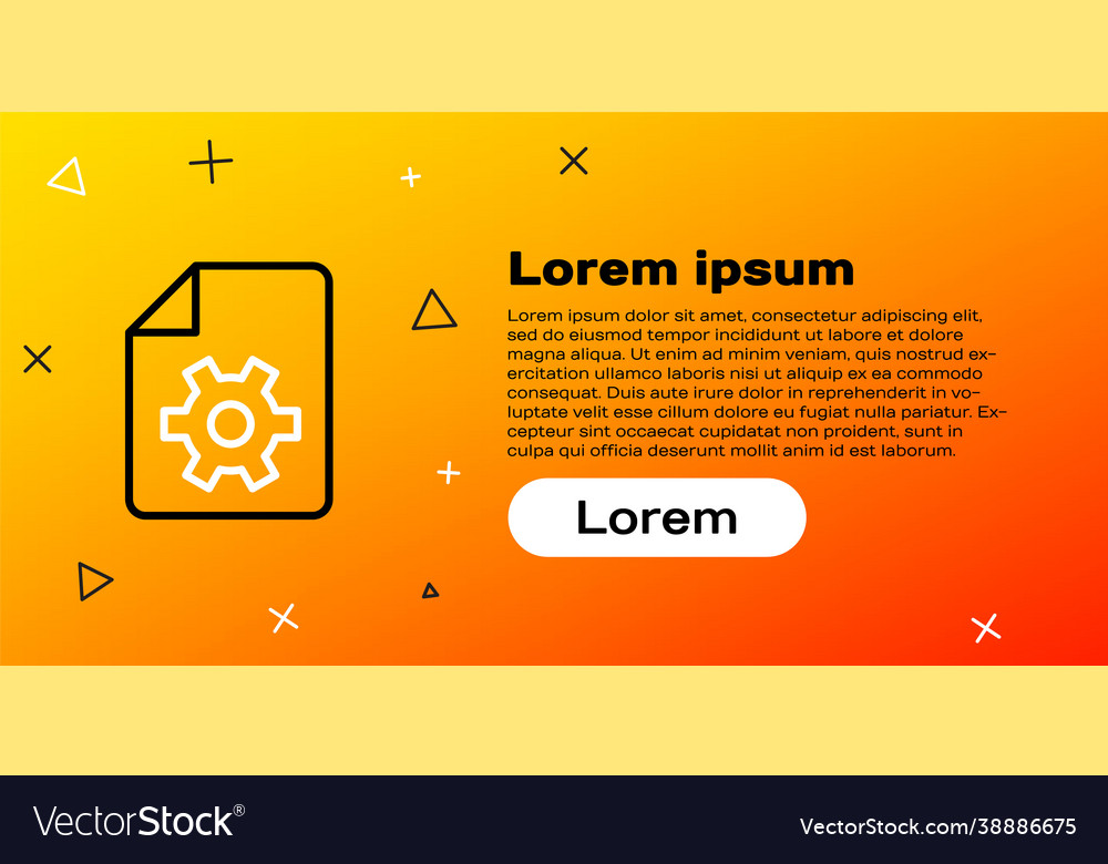 Line document settings with gears icon isolated