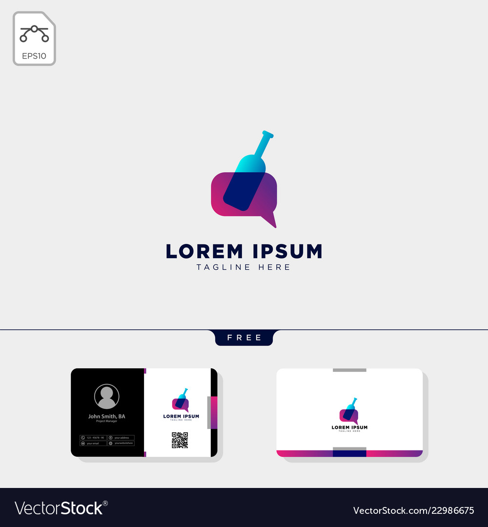 message bottle logo template and business card vector image