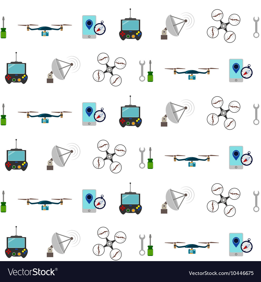 Seamless pattern with drone icons