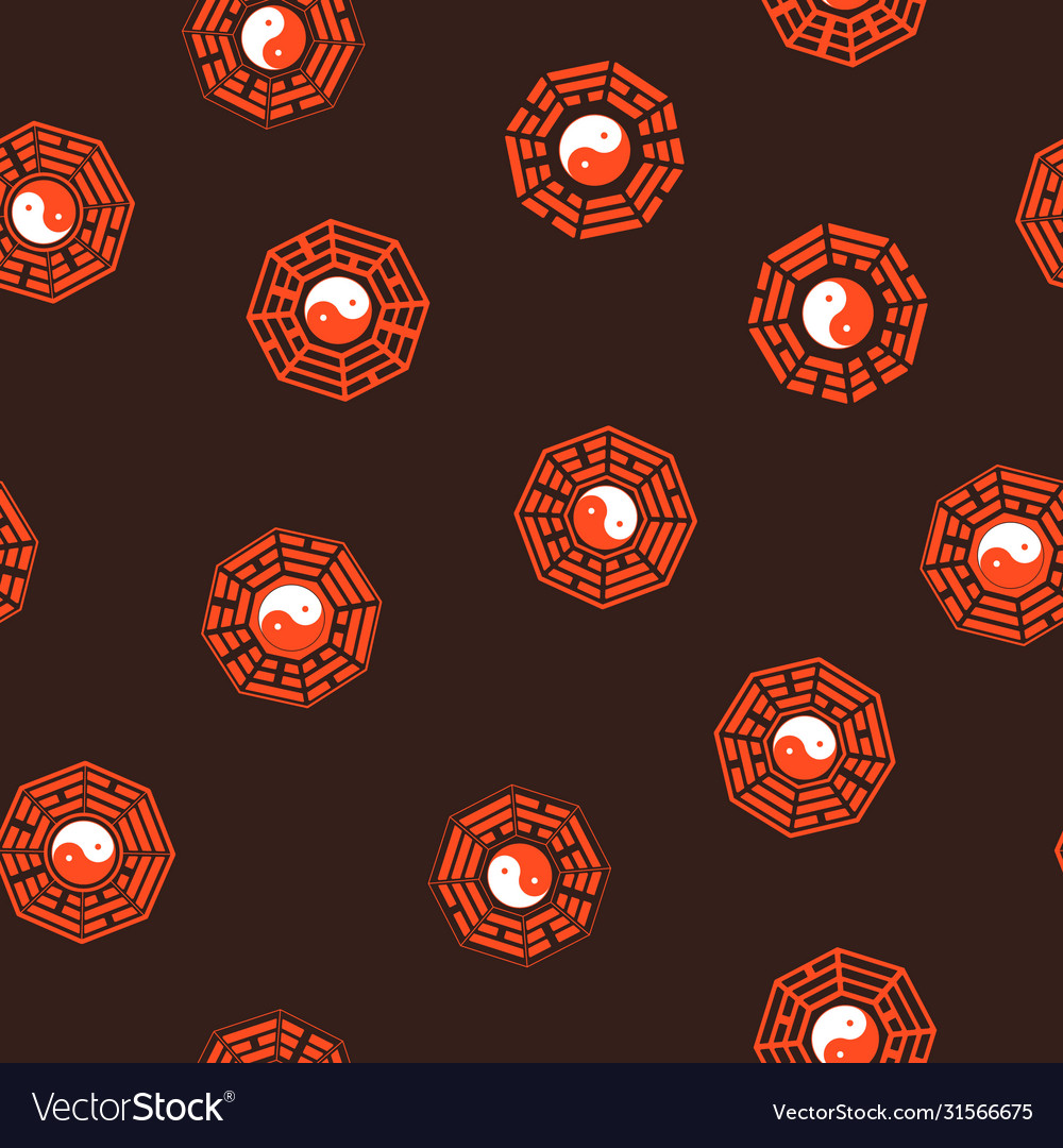 Seamless pattern with yin and yang symbol