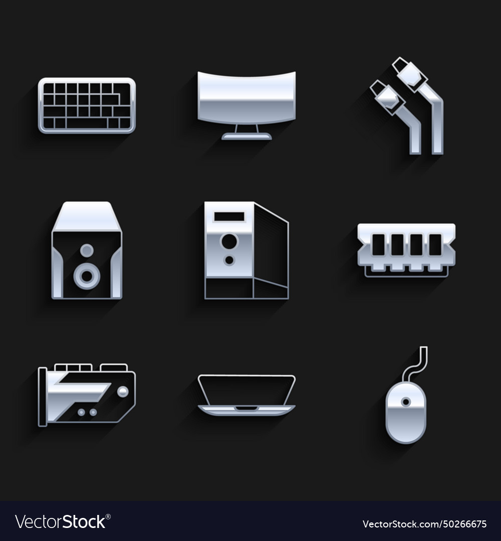Set case of computer laptop mouse ram vector image Set case of computer laptop mouse ram