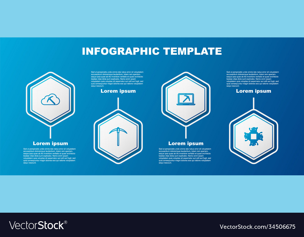 Set line cryptocurrency cloud mining pickaxe vector image Set line cryptocurrency cloud mining pickaxe