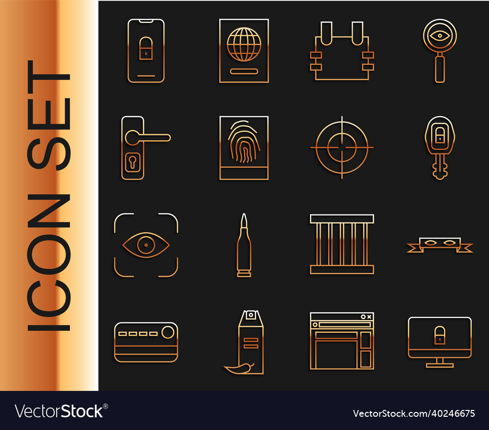Set line lock on computer monitor thief eye mask Vector Image Set line lock on computer monitor thief eye mask