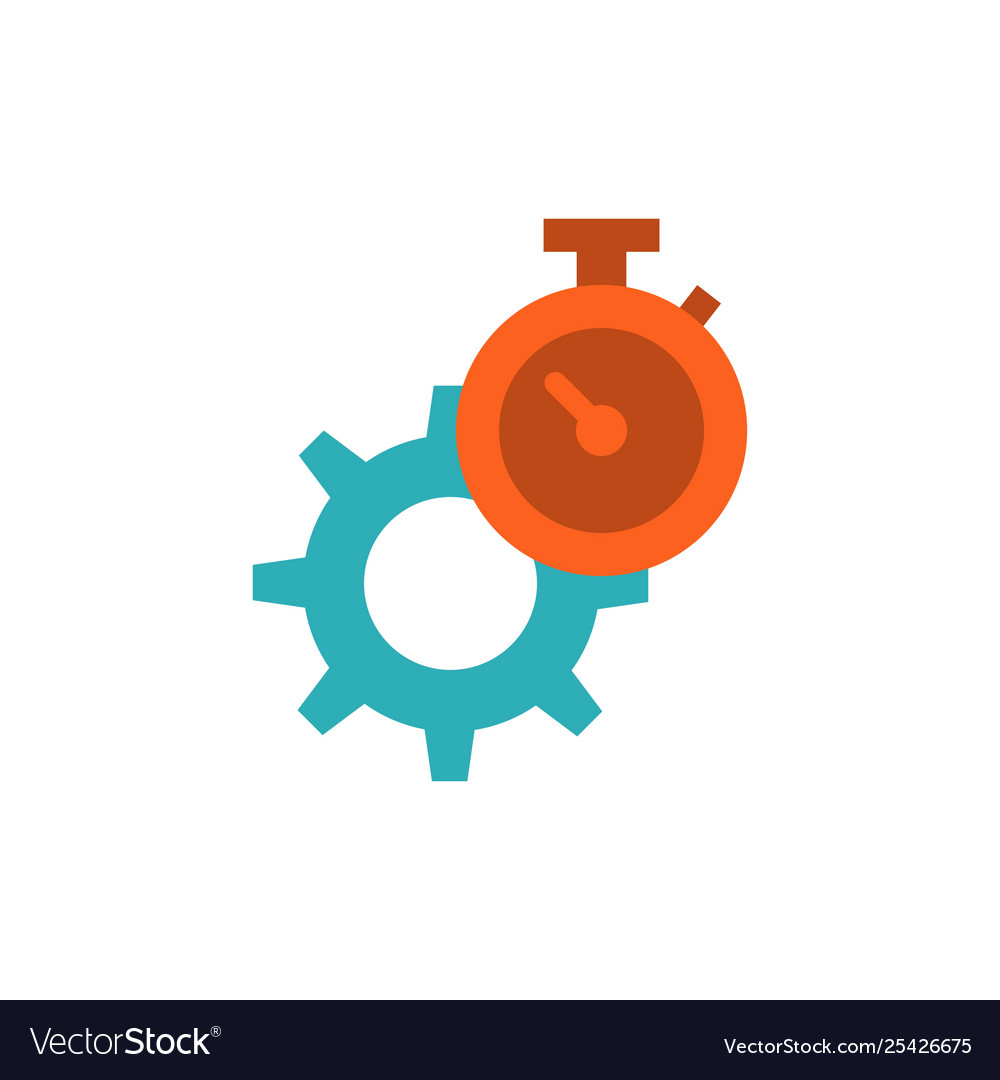 Timer time gear setting watch flat color icon vector image Timer time gear setting watch flat color icon