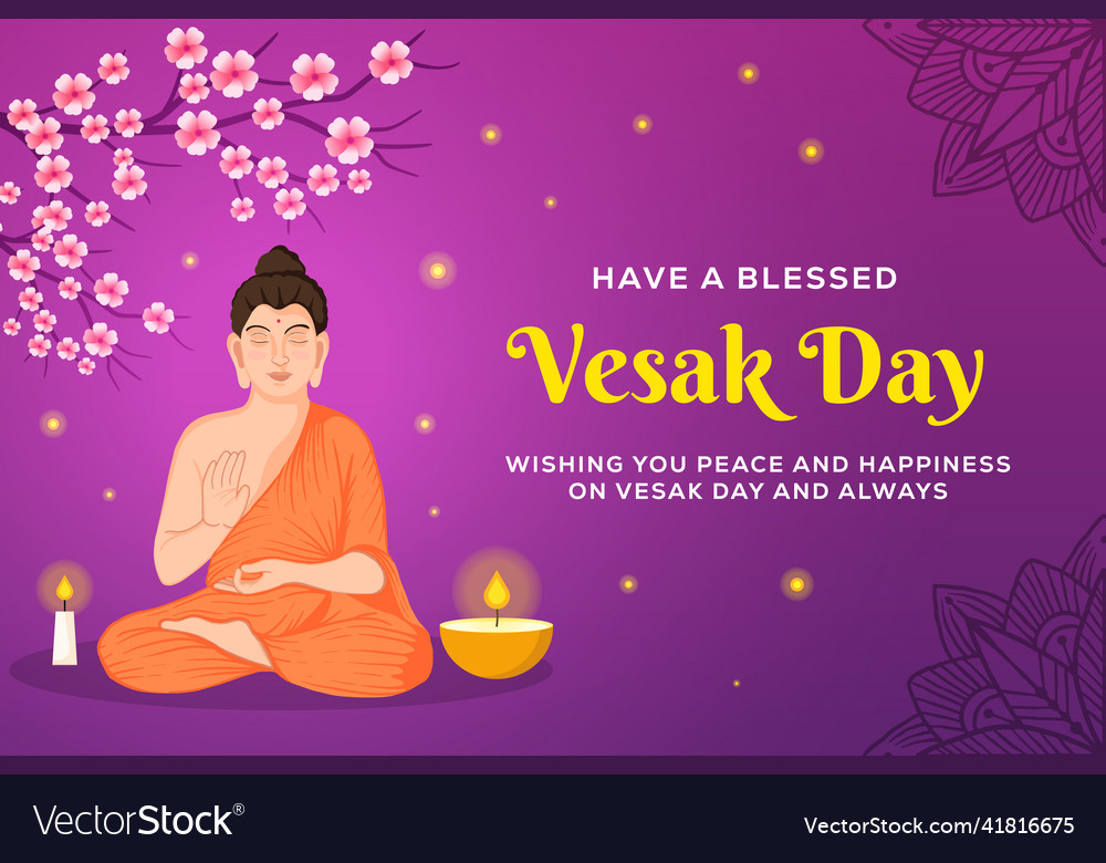 Vesak day background banner poster with buddha Vector Image